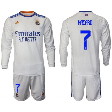Fußballtrikots Real Madrid Hazard 7 Kinder Heim Trikotsatz 2021-2022 Langarm